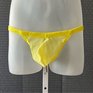 Men’s Semi-Sheer Yellow Thong Underwear